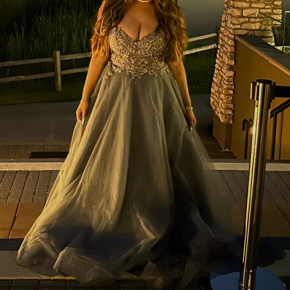 Elegant Evening Gown/prom dress  in Greyish blue